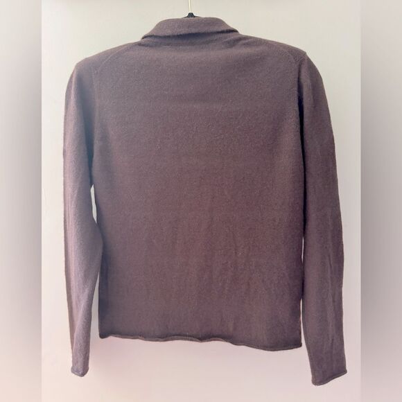 Vintage Cottagecore Rue Jacob Chocolate Lavender Cashmere Collared Sweater Sz 42 - Picture 2 of 7